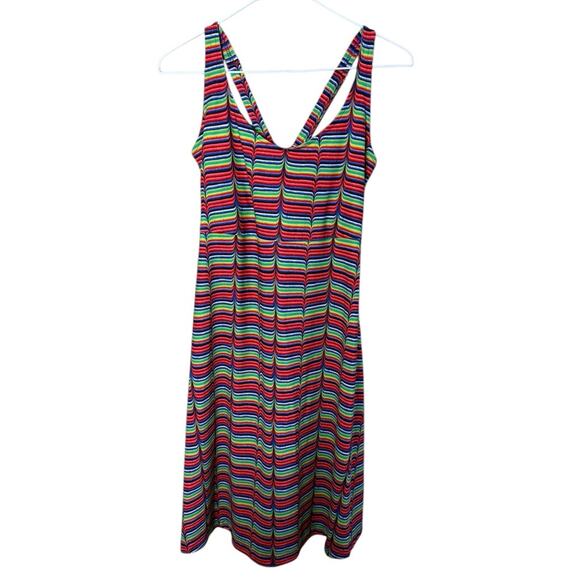 Columbia Women’s Sz Medium Sundancer Tank Dress rainbow Striped Active - Picture 1 of 8